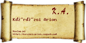 Körözsi Arion névjegykártya